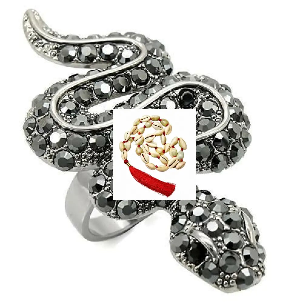0W282 - Ruthenium Brass Ring with Top Grade Crystal in Jet - 6