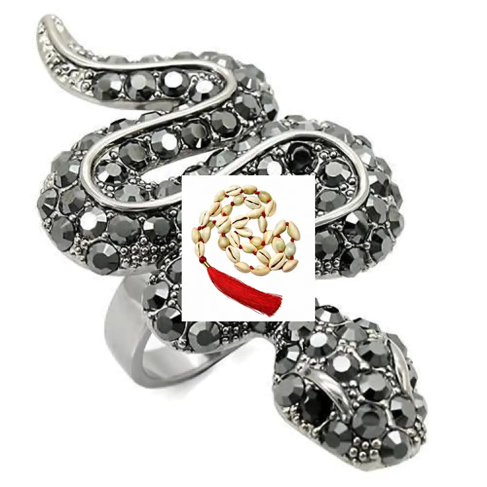 0W282 - Ruthenium Brass Ring with Top Grade Crystal in Jet - 7
