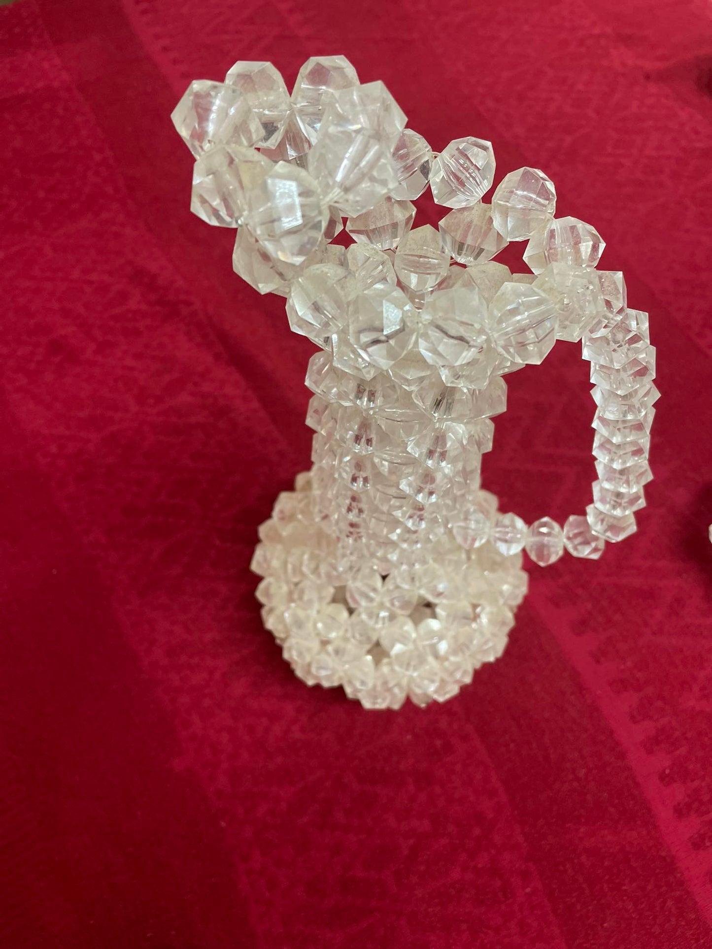 Handmade Plastic Beads Figurine Arab Coffee Dallah Tow Cups Decor White Color