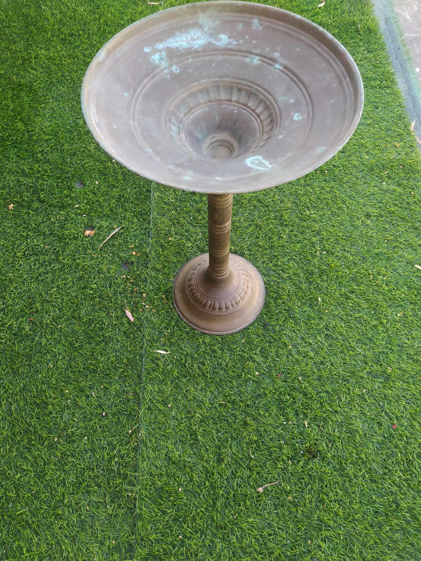 Antique Copper Bowl With Stand Handcraft Decor Holly Land Jerusalem