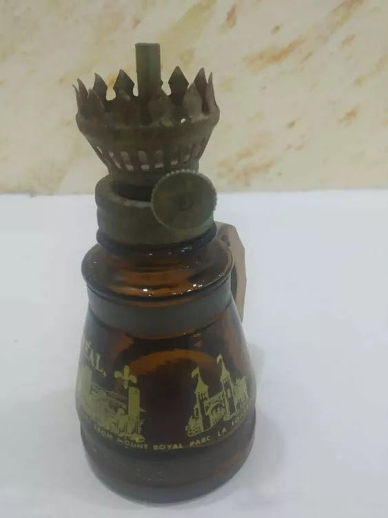 Mini Primitive Vintage Pre- Owned Arts Candle Glass Brass Wood Montreal Canada