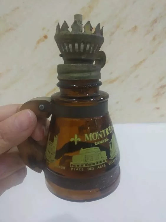 Mini Primitive Vintage Pre- Owned Arts Candle Glass Brass Wood Montreal Canada