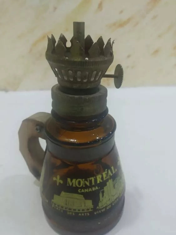 Mini Primitive Vintage Pre- Owned Arts Candle Glass Brass Wood Montreal Canada