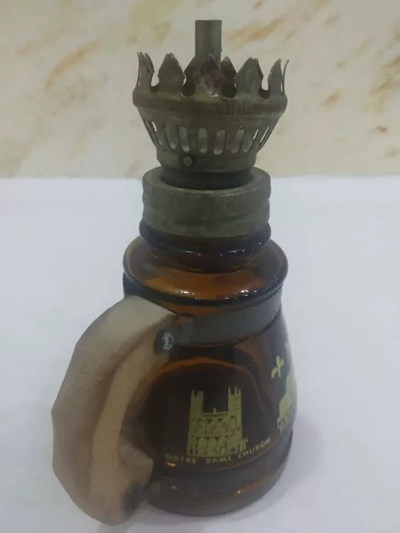 Mini Primitive Vintage Pre- Owned Arts Candle Glass Brass Wood Montreal Canada